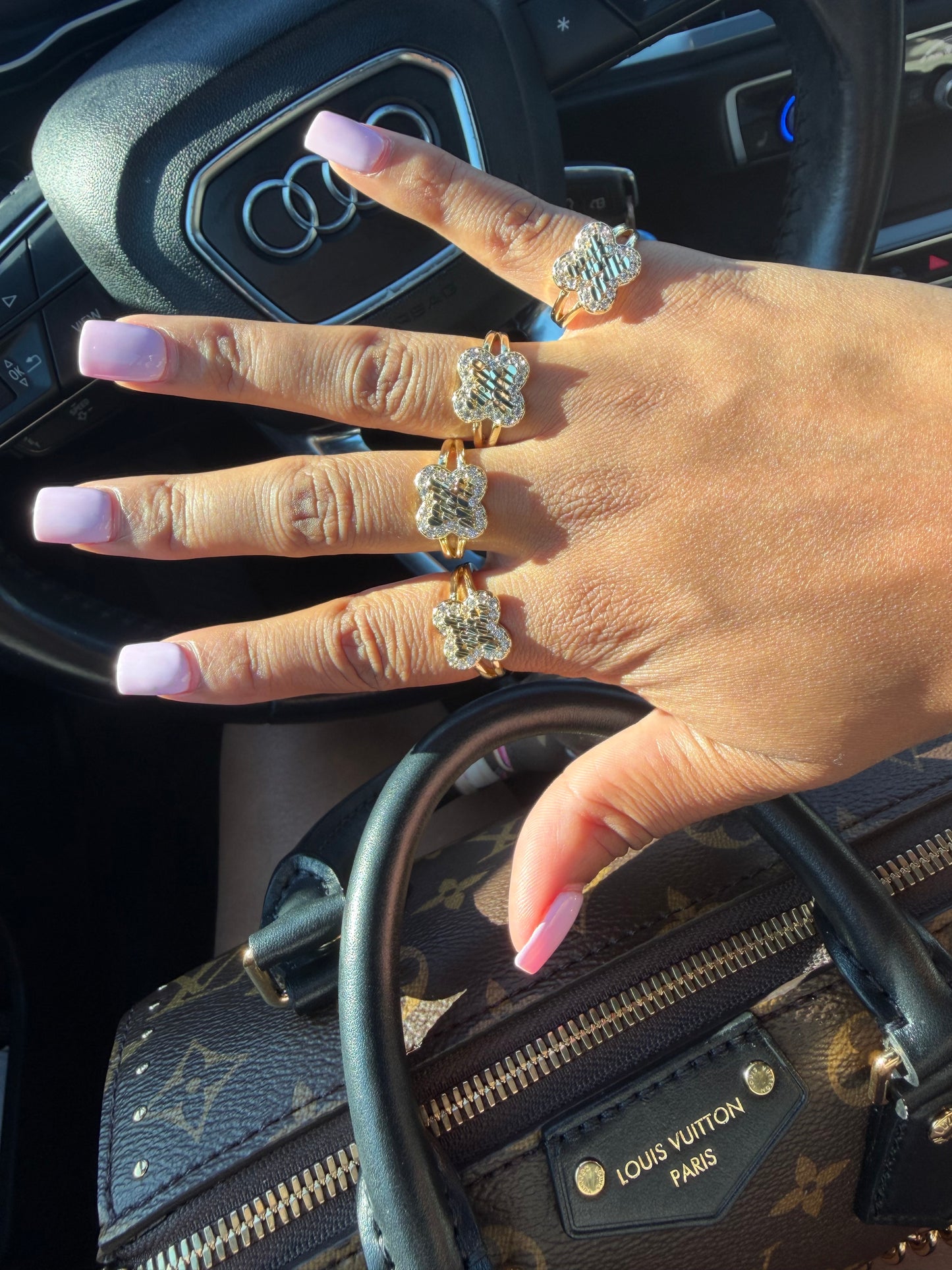 Iced Clover Nugget Ring