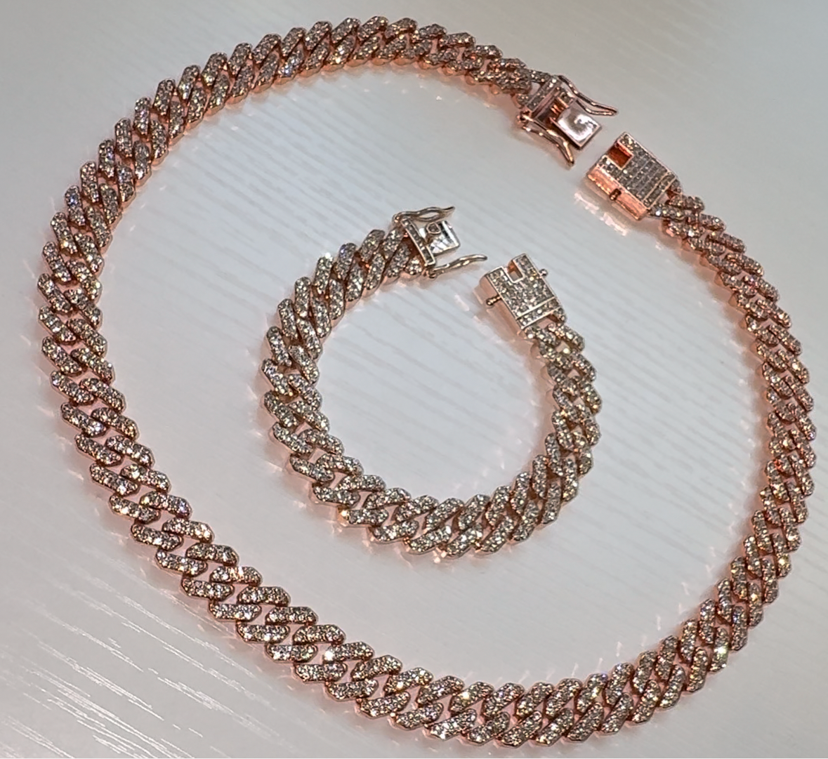 RoseGold Cuban Necklace Set