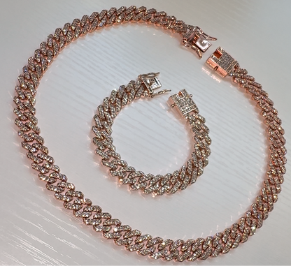 RoseGold Cuban Necklace Set