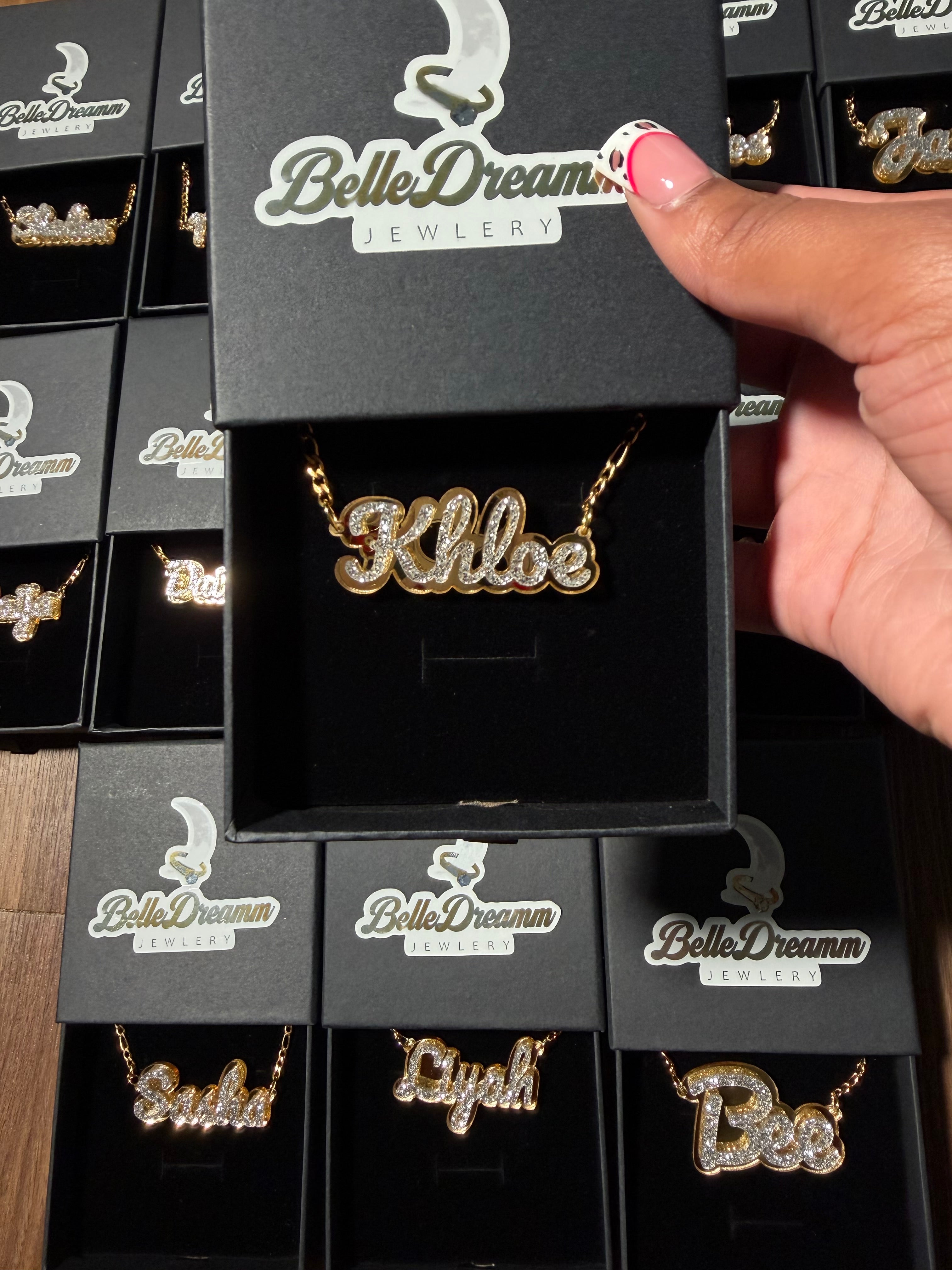 Custom Glitz Double Nameplate Necklace