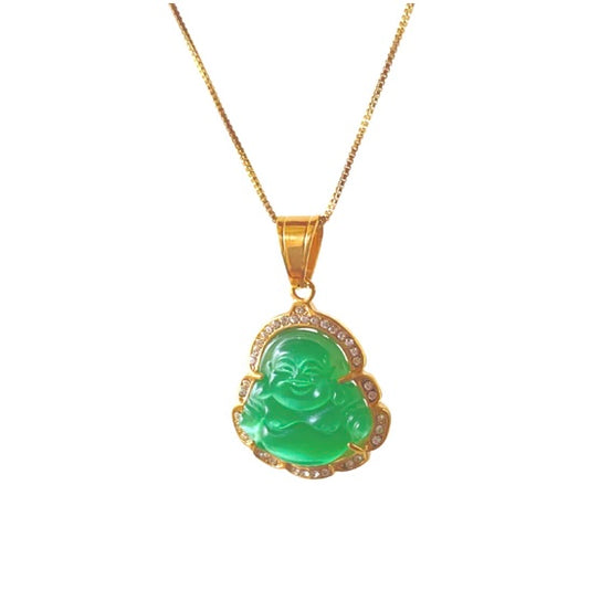 Green Crystal Buddha Necklace