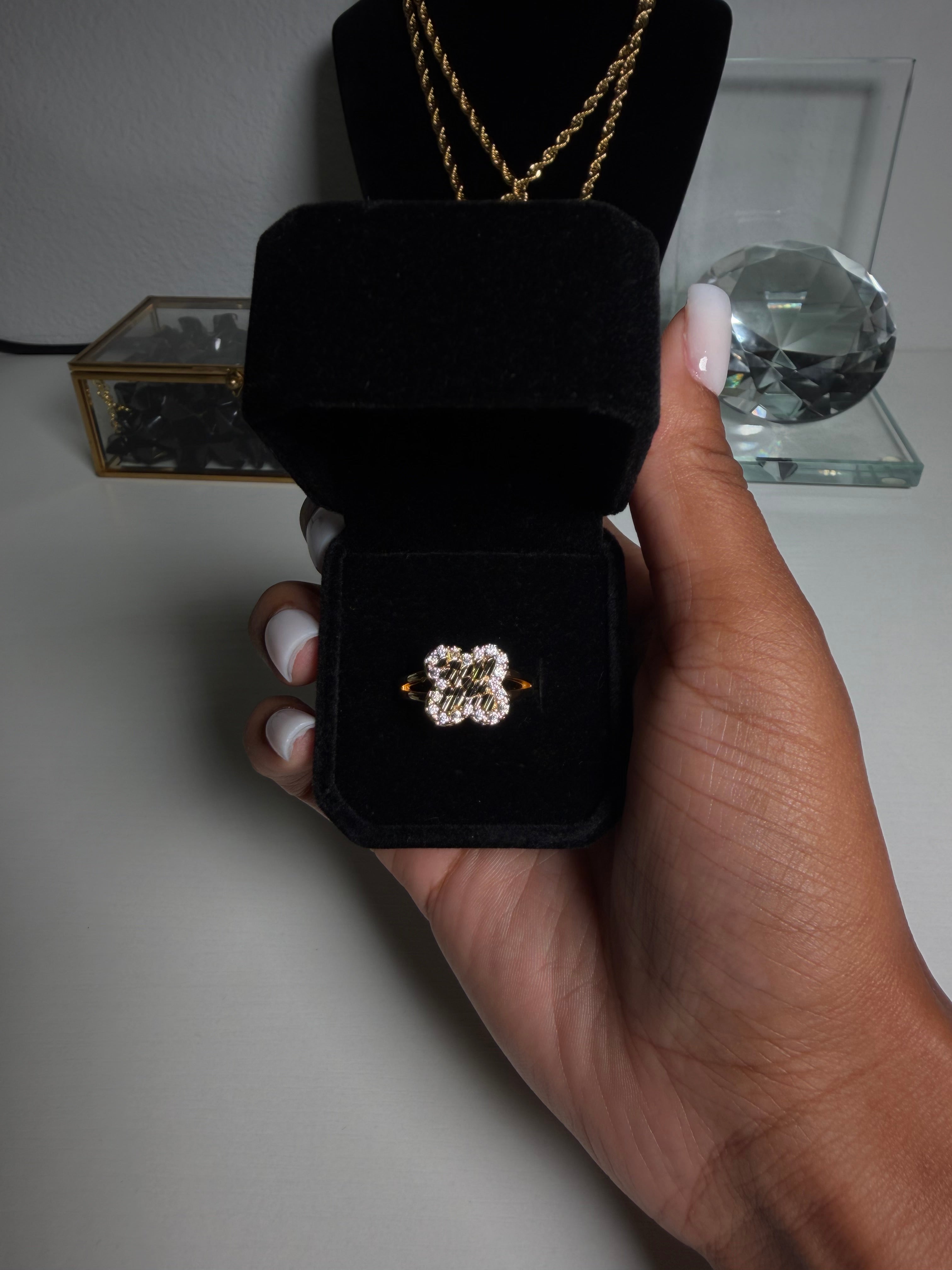 Iced Clover Nugget Ring