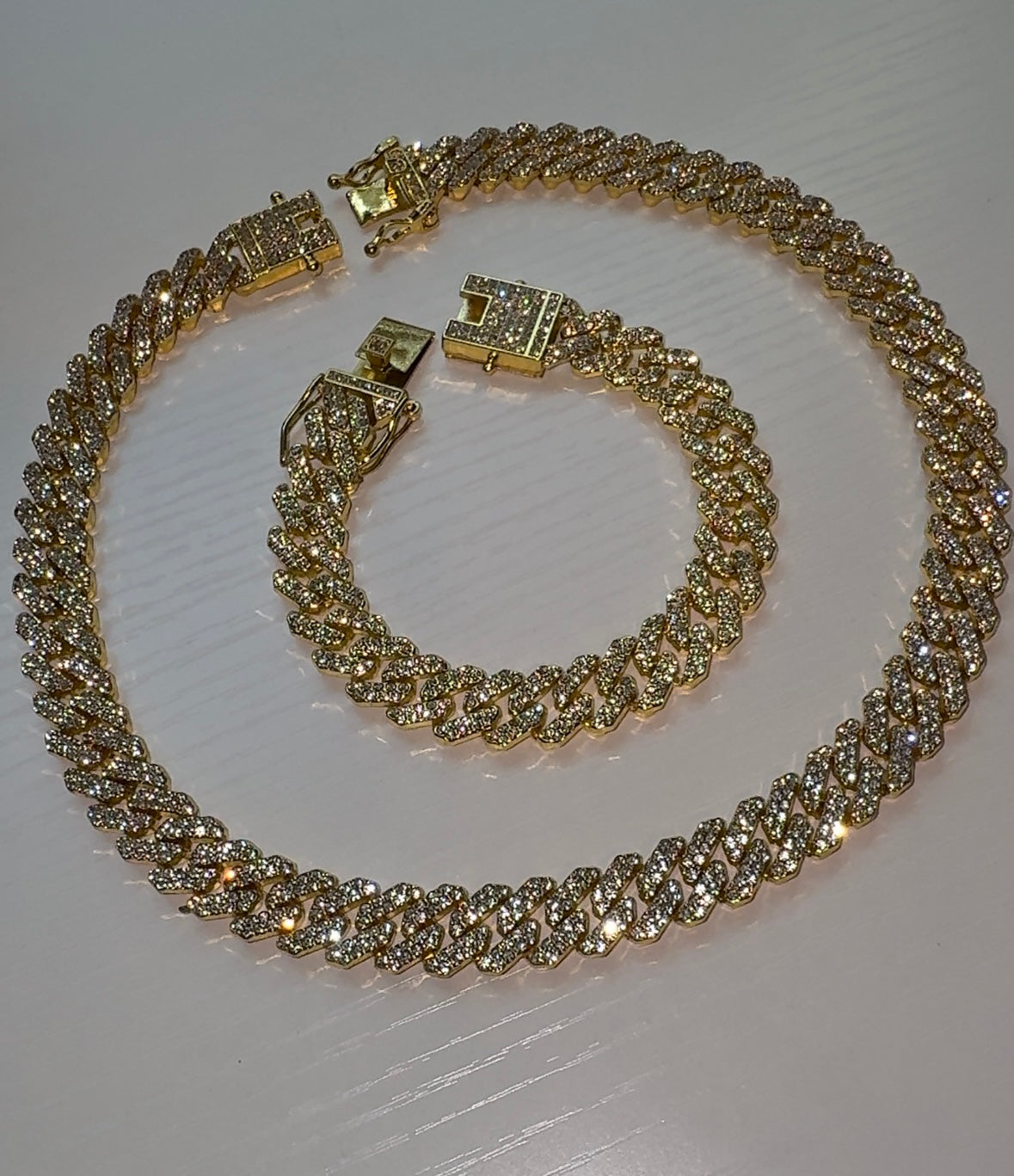 Gold Cuban Necklace Set