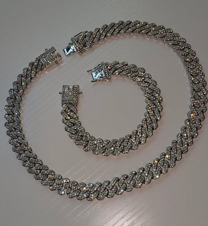 Silver Cuban Necklace Set