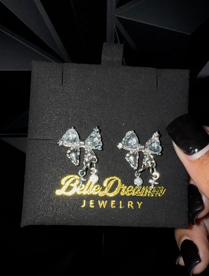 Silver Bow Rockstar Earrings