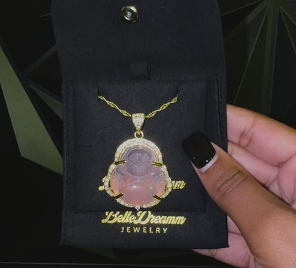 Pink Buddha Crystal Necklaces