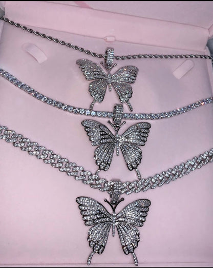 Silver Princess Butterfly Necklace